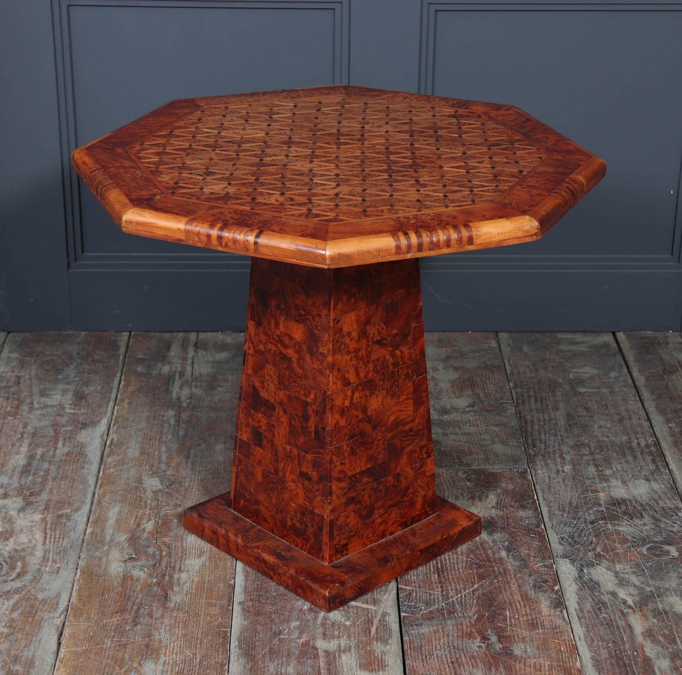 French Occasional pedestal table in burr elm