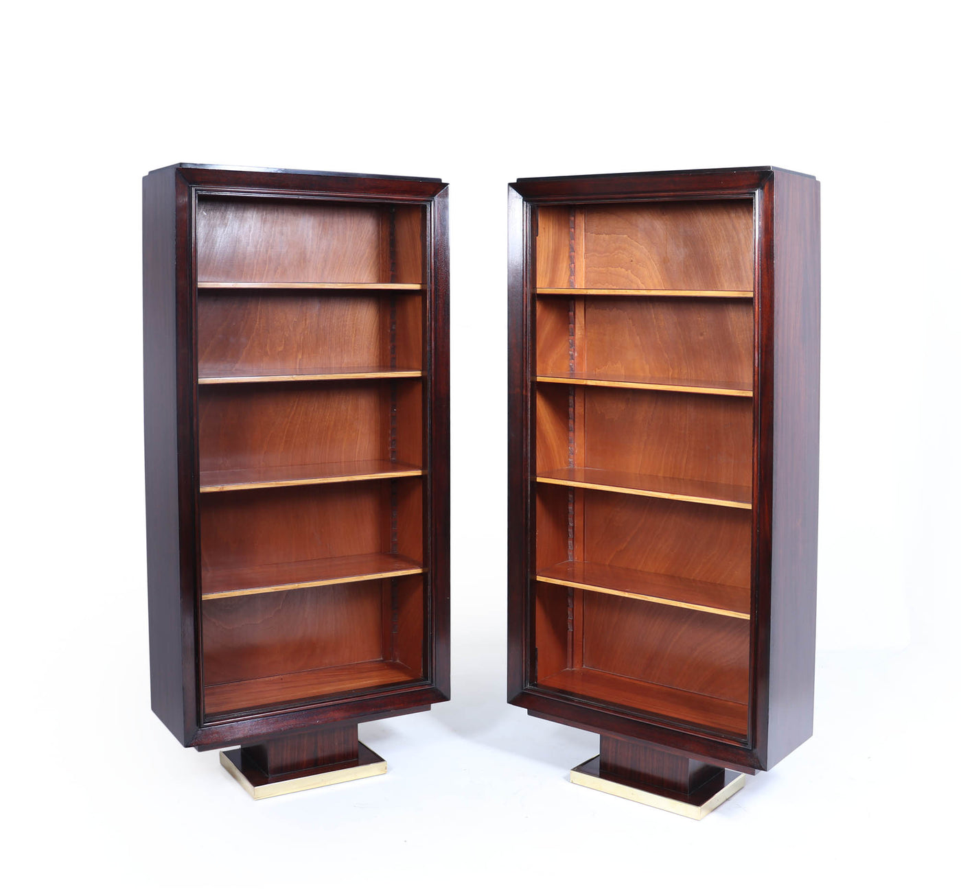 Pair of French Art Deco Tall open Bookcases c1925