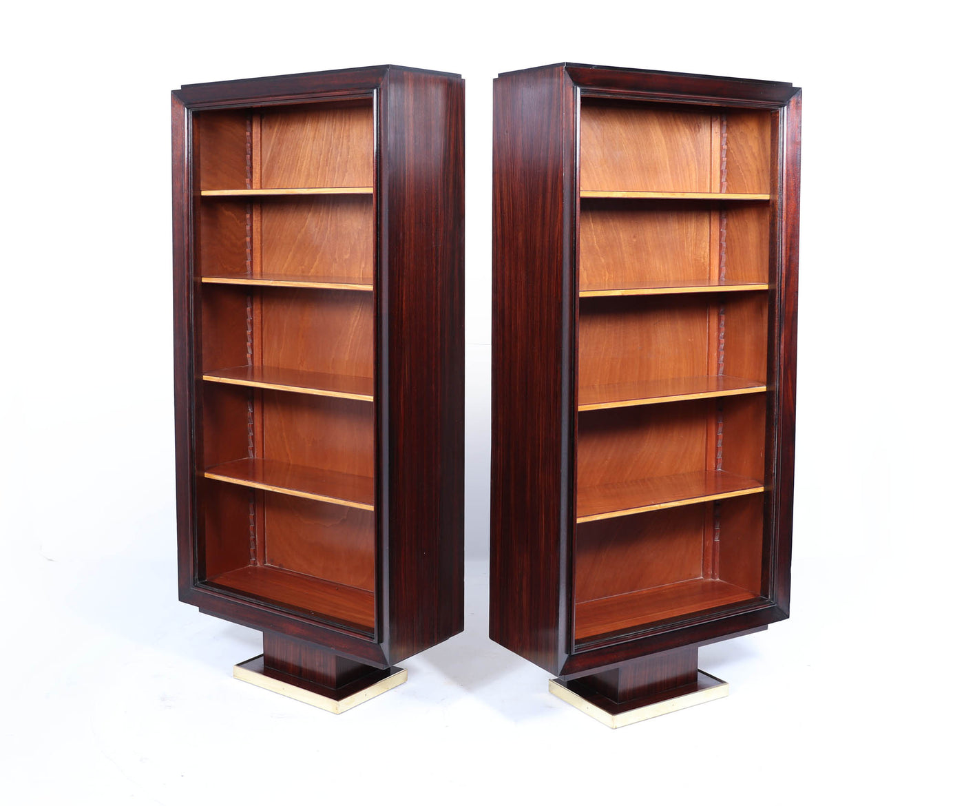 Pair of French Art Deco Tall open Bookcases c1925