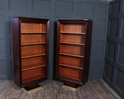 Pair of French Art Deco Tall open Bookcases c1925