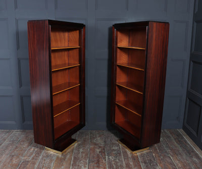 Pair of French Art Deco Tall open Bookcases c1925