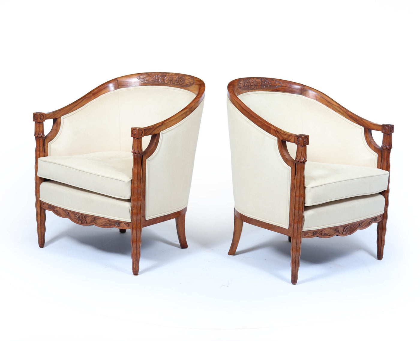 French Art Deco Walnut Armchairs