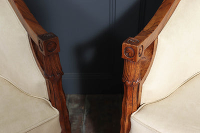 French Art Deco Walnut Armchairs