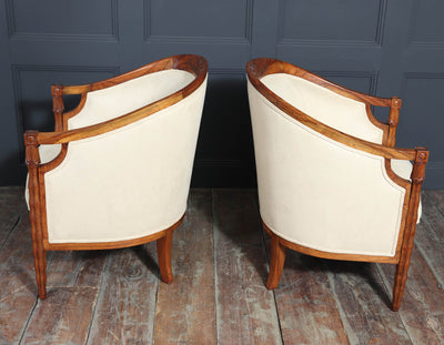 French Art Deco Walnut Armchairs