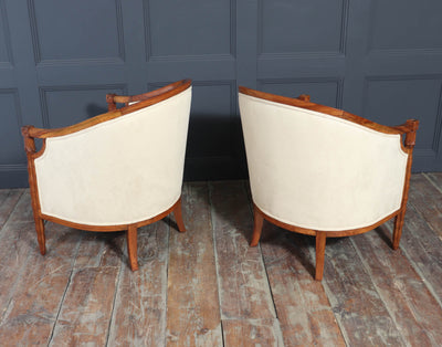 French Art Deco Walnut Armchairs