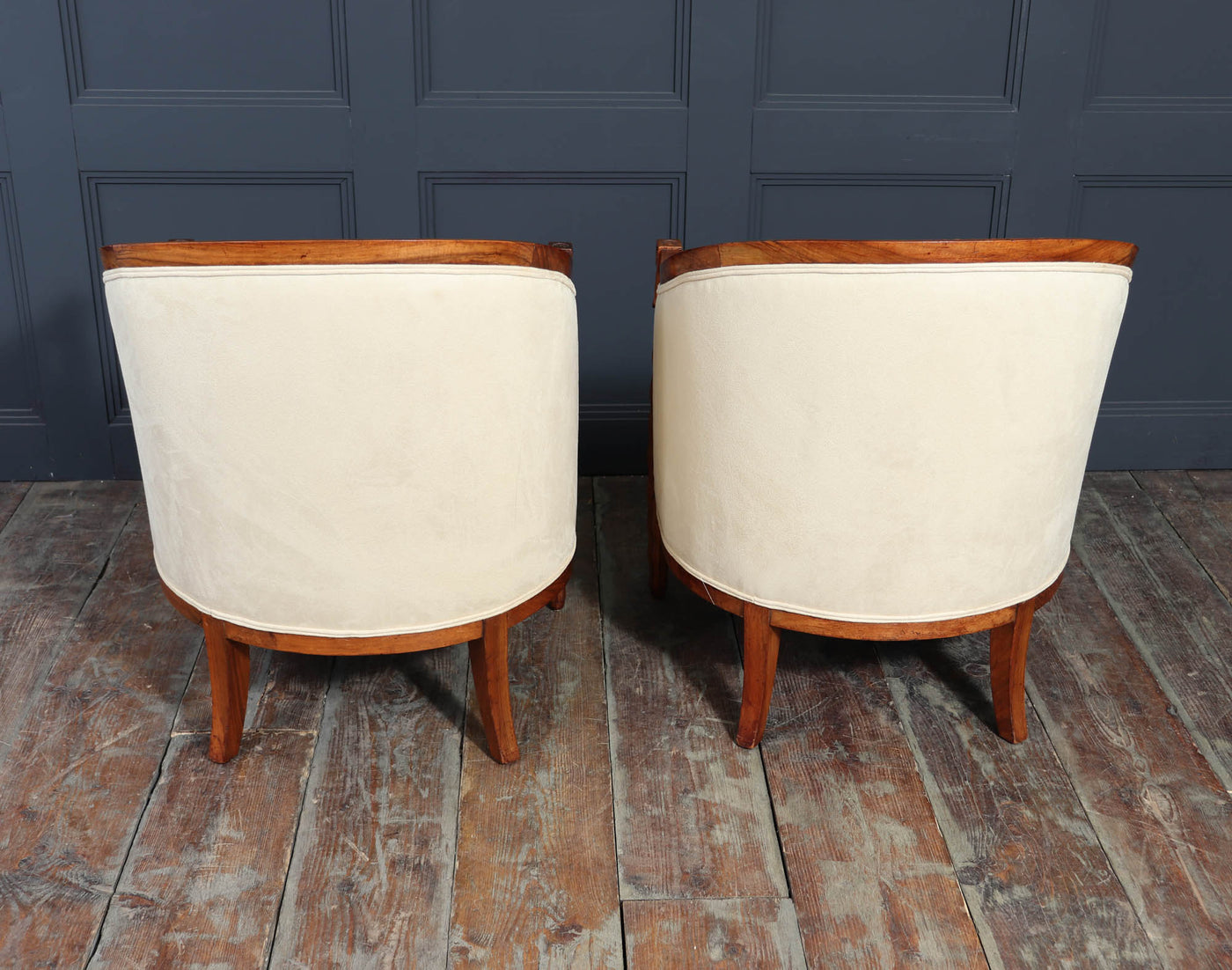 French Art Deco Walnut Armchairs