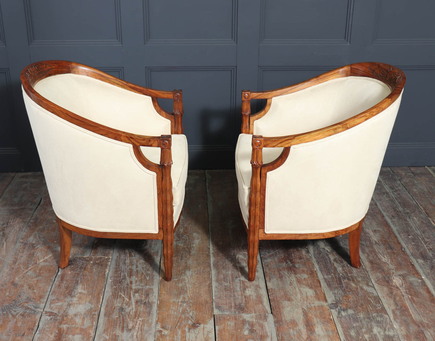 French Art Deco Walnut Armchairs