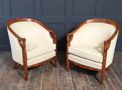 French Art Deco Walnut Armchairs