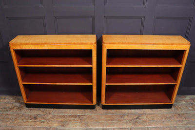 Pair of English Art Deco Sycamore Bookcases