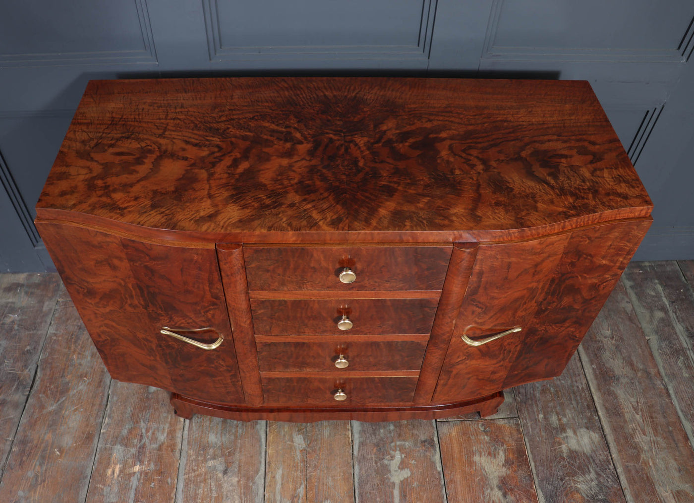 French Art Deco Small Sideboard in Walnut