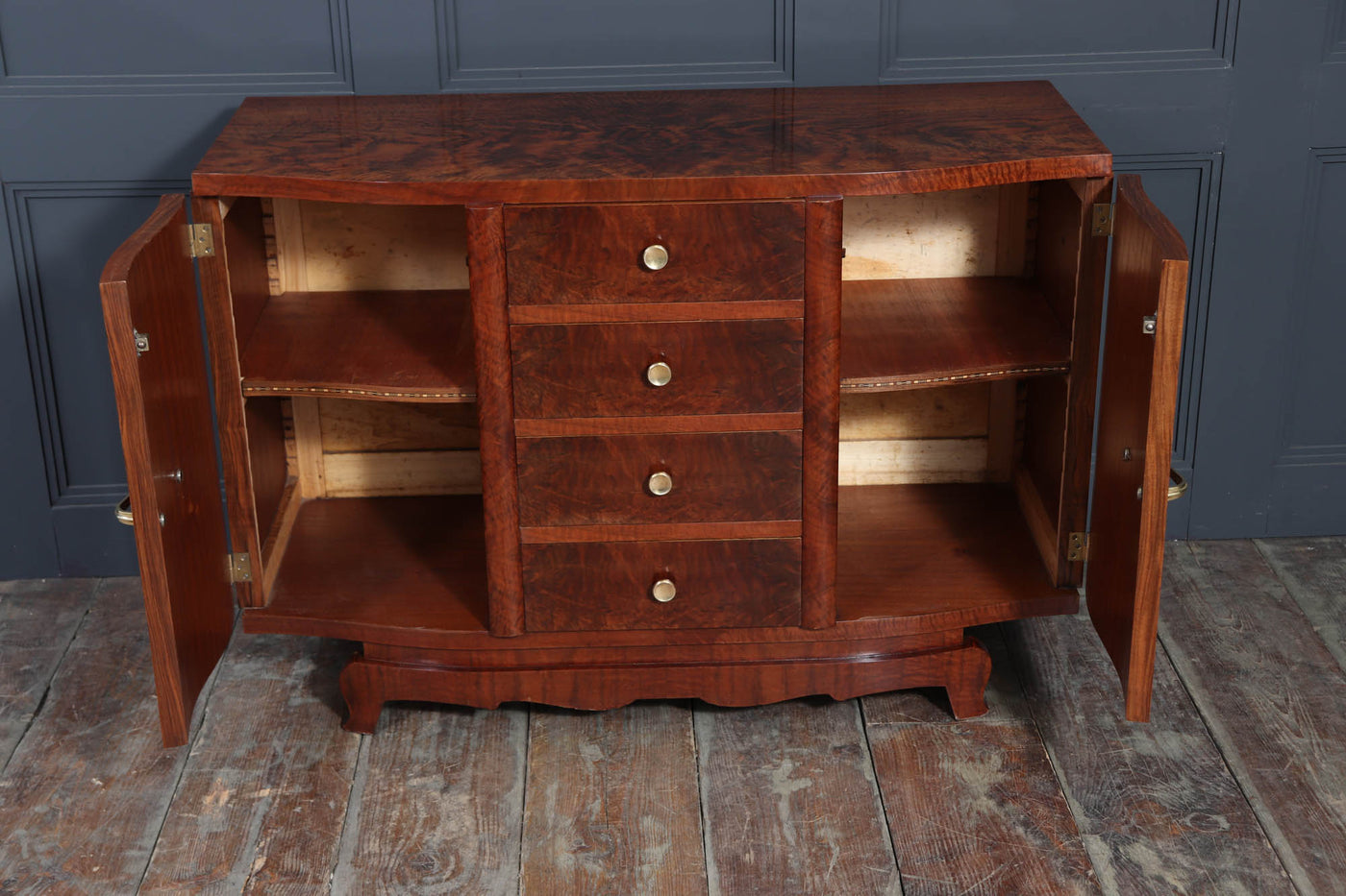 French Art Deco Small Sideboard in Walnut