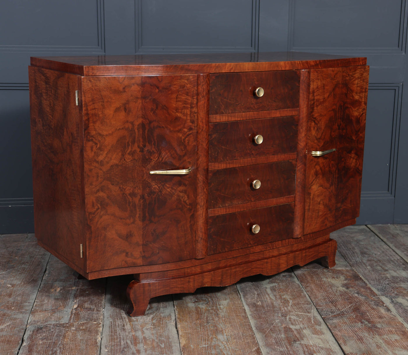 French Art Deco Small Sideboard in Walnut