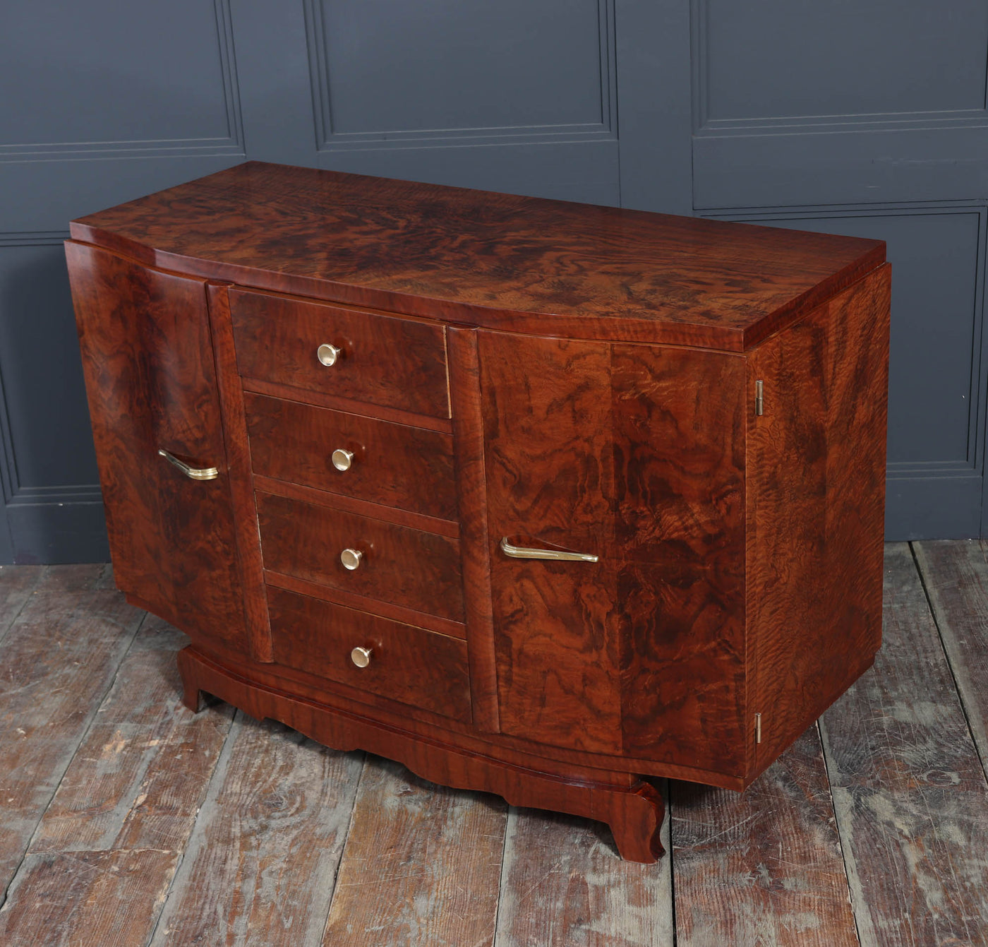 French Art Deco Small Sideboard in Walnut