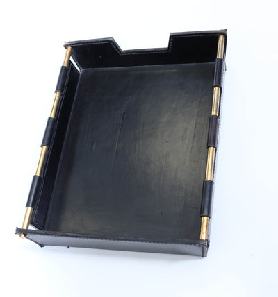 Stitched Leather In Tray by Jacques Adnet