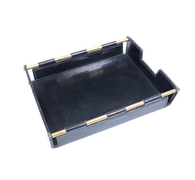 Stitched Leather In Tray by Jacques Adnet