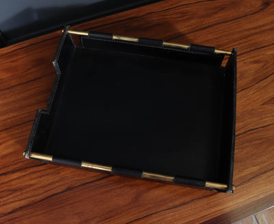 Stitched Leather In Tray by Jacques Adnet