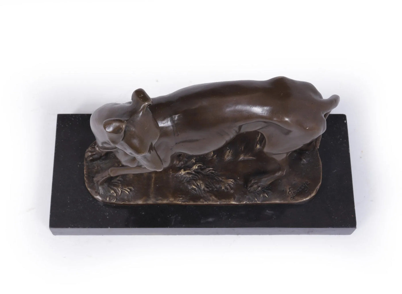 Art Deco Whippet Sculpture in Bronze by Barye