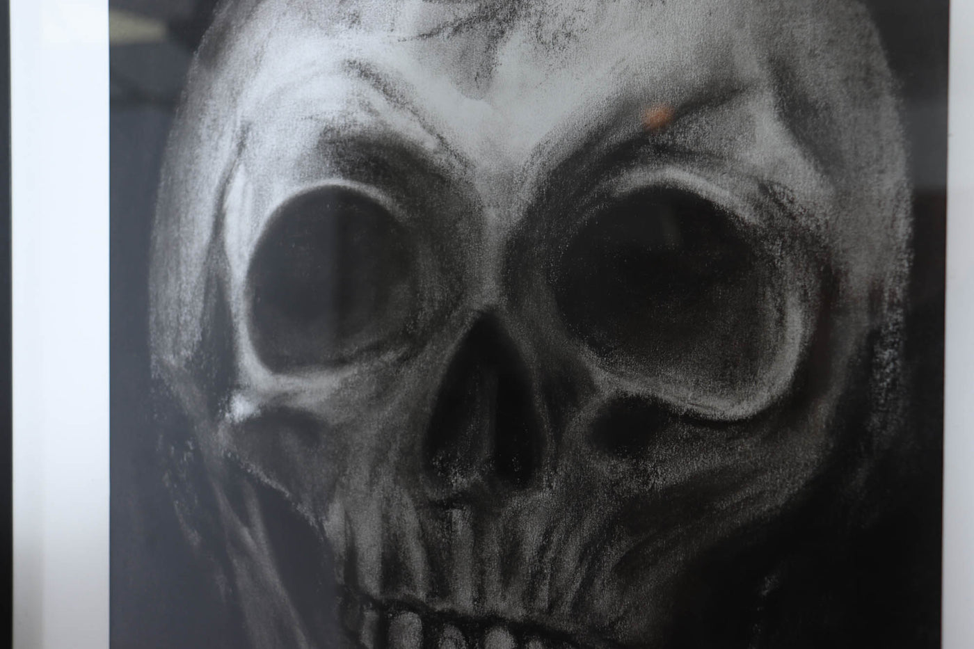 Charcoal on Paper of Skull by Thomas