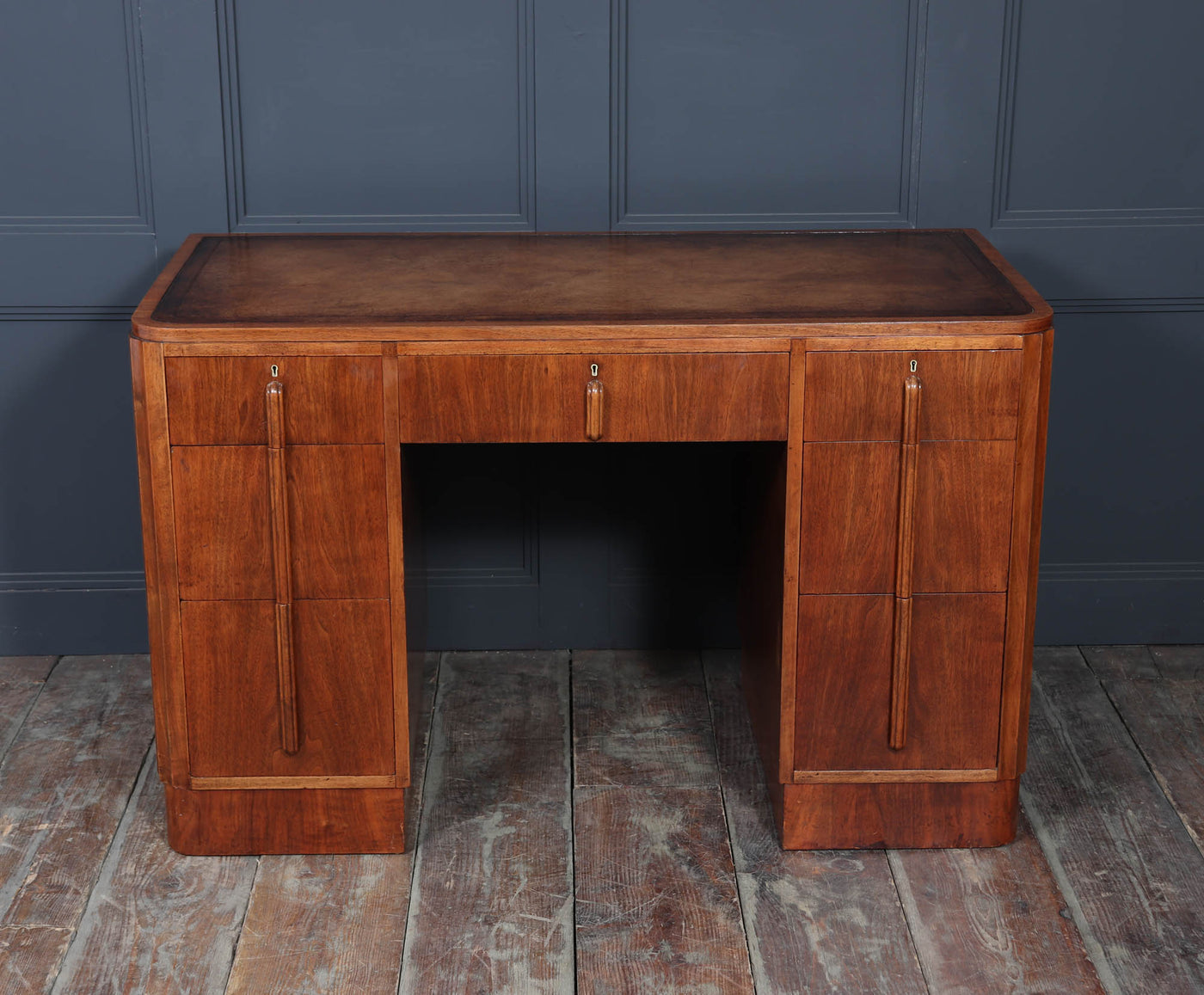 English Art Deco Desk in Walnut