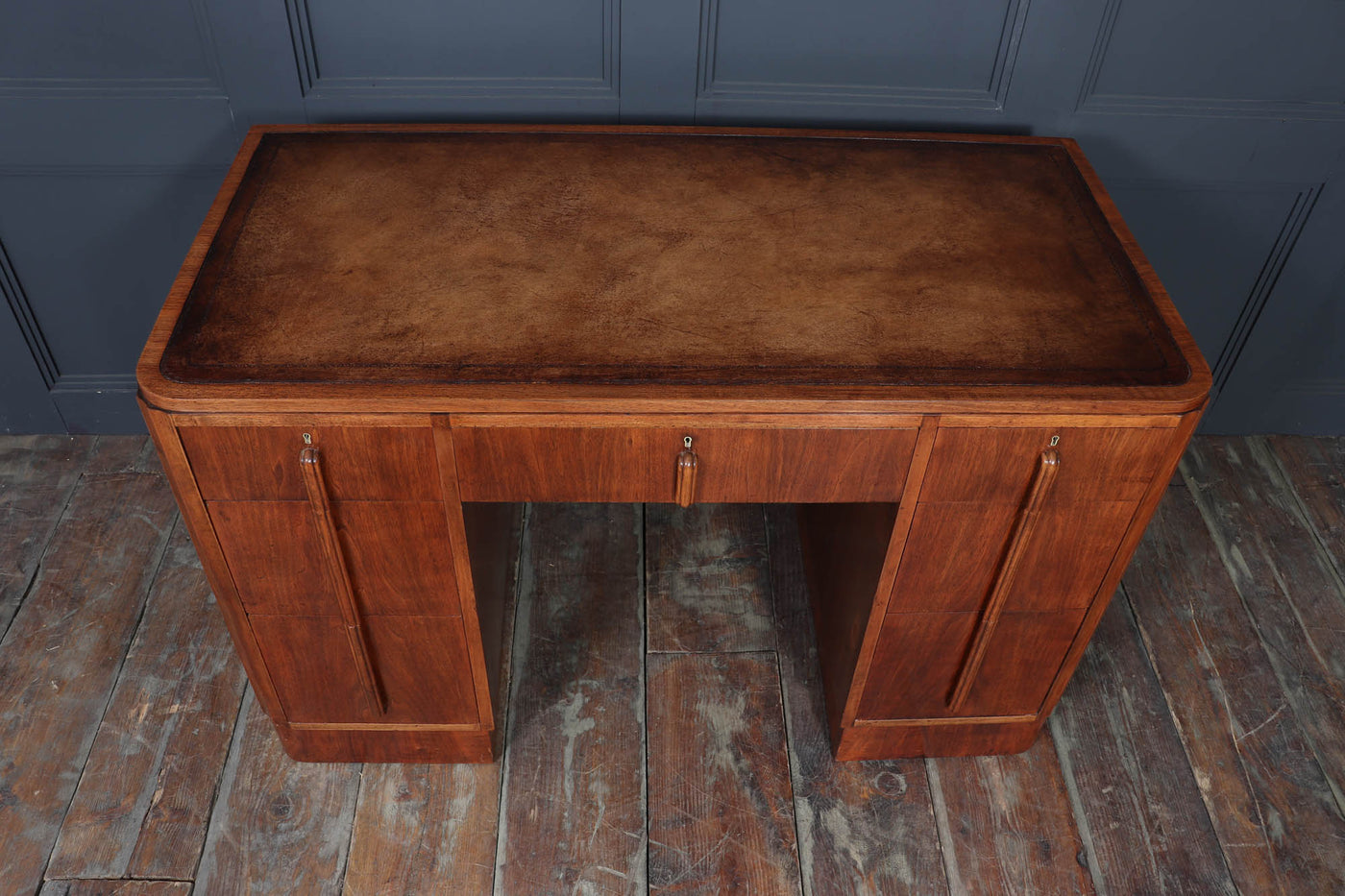 English Art Deco Desk in Walnut