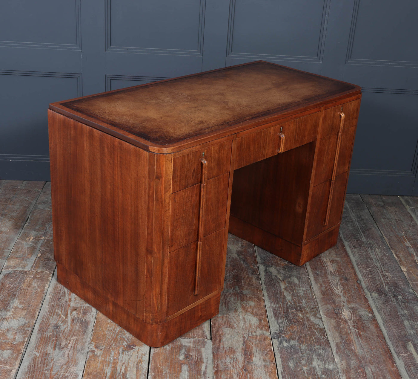 English Art Deco Desk in Walnut