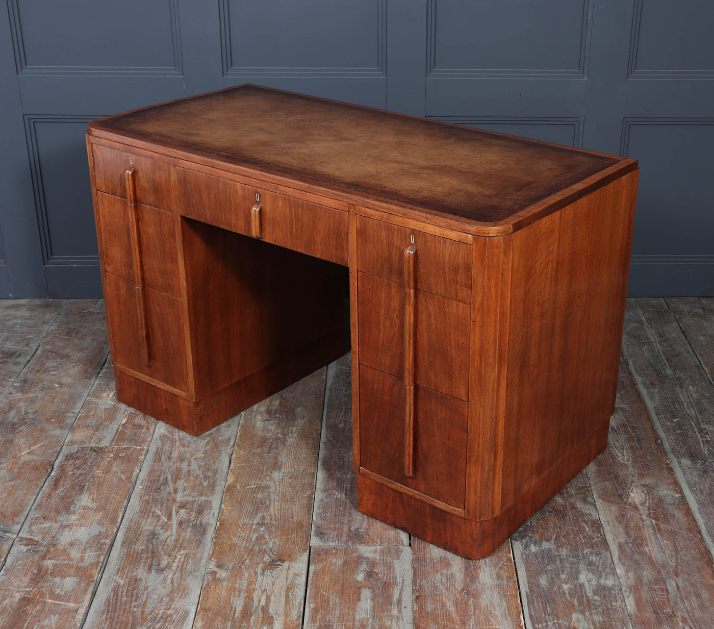 English Art Deco Desk in Walnut