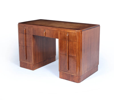 English Art Deco Desk in Walnut