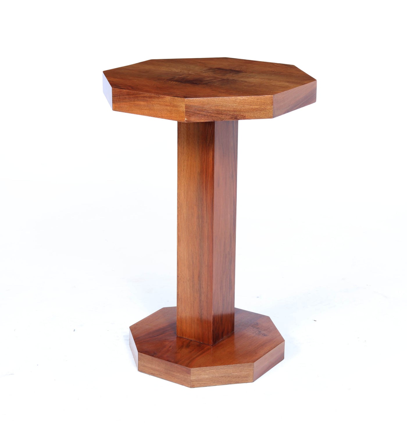 Art Deco Octagonal Walnut Pedestal Table