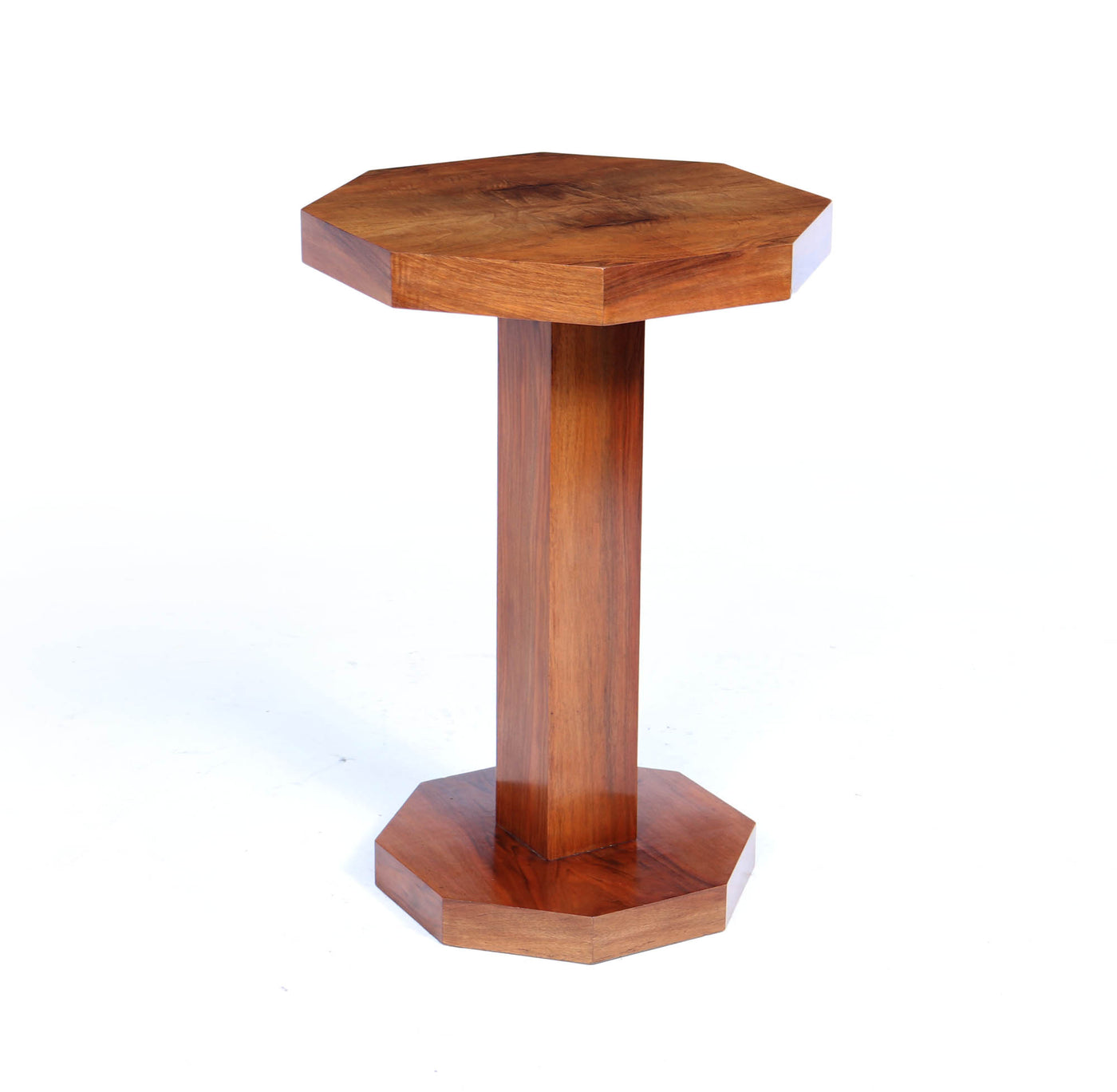 Art Deco Octagonal Walnut Pedestal Table