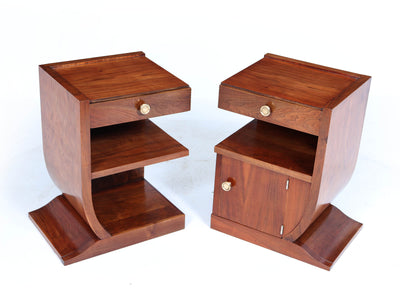 Pair of Art Deco Walnut Bedside Cabinets