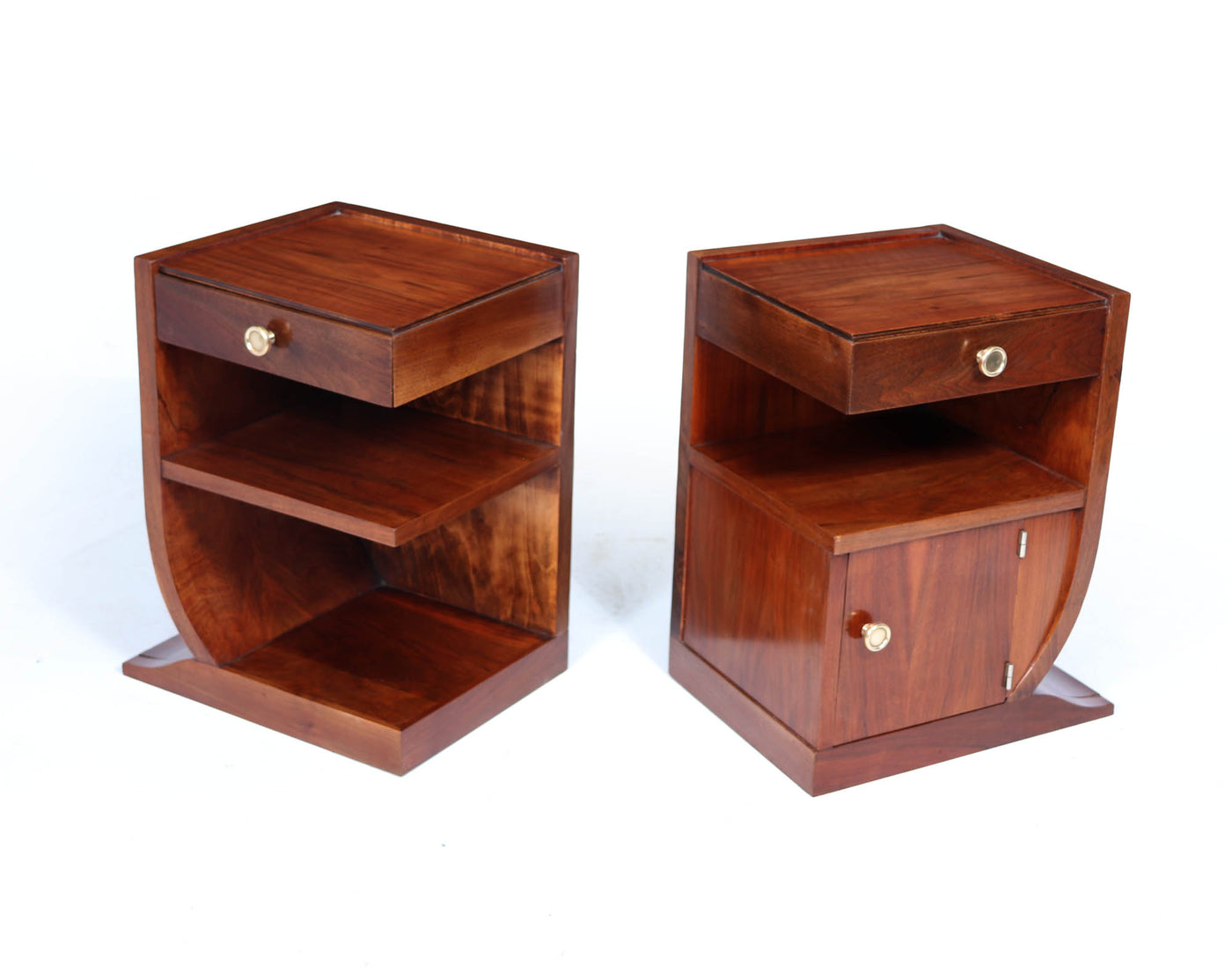 Pair of Art Deco Walnut Bedside Cabinets