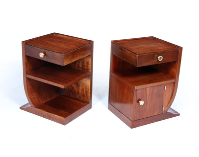 Pair of Art Deco Walnut Bedside Cabinets