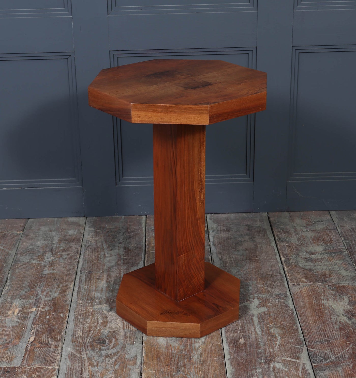 Art Deco Octagonal Walnut Pedestal Table