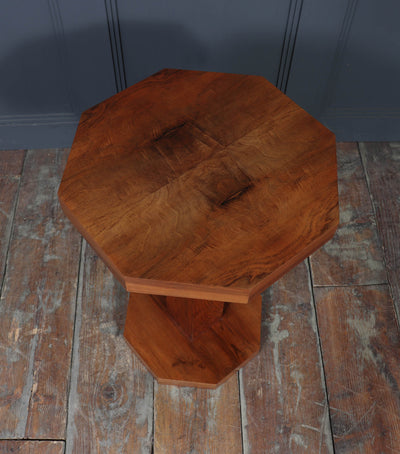 Art Deco Octagonal Walnut Pedestal Table