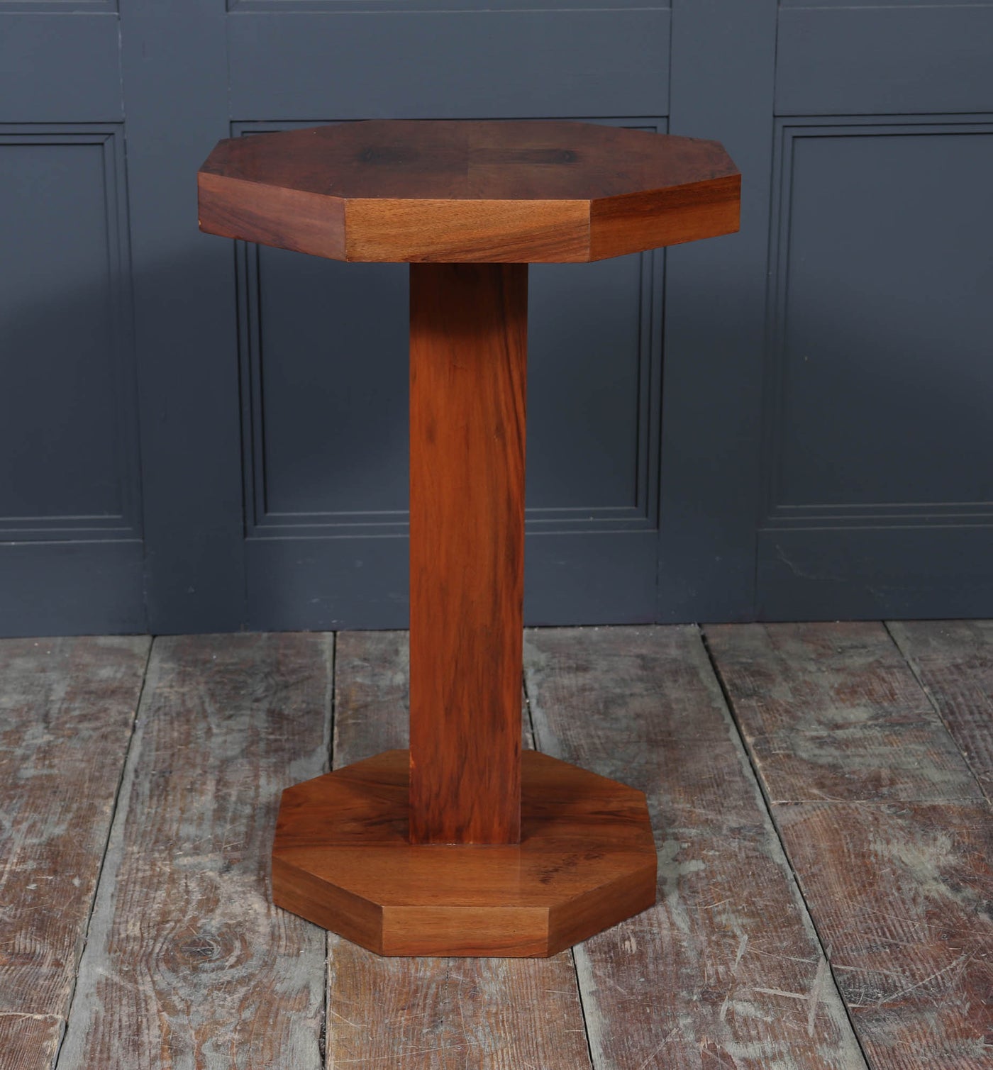Art Deco Octagonal Walnut Pedestal Table