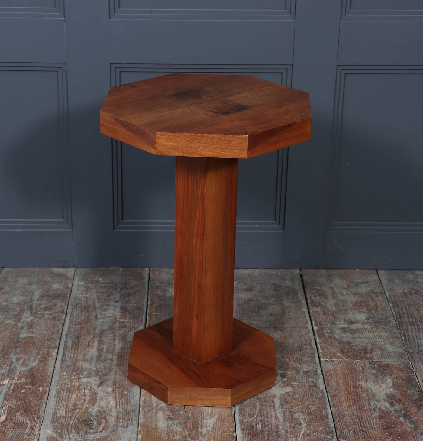 Art Deco Octagonal Walnut Pedestal Table