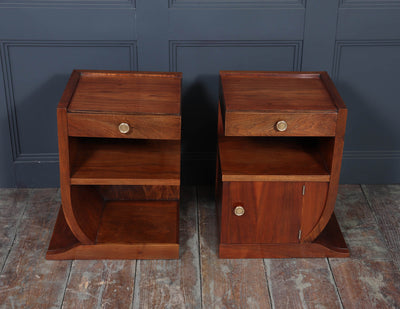 Pair of Art Deco Walnut Bedside Cabinets
