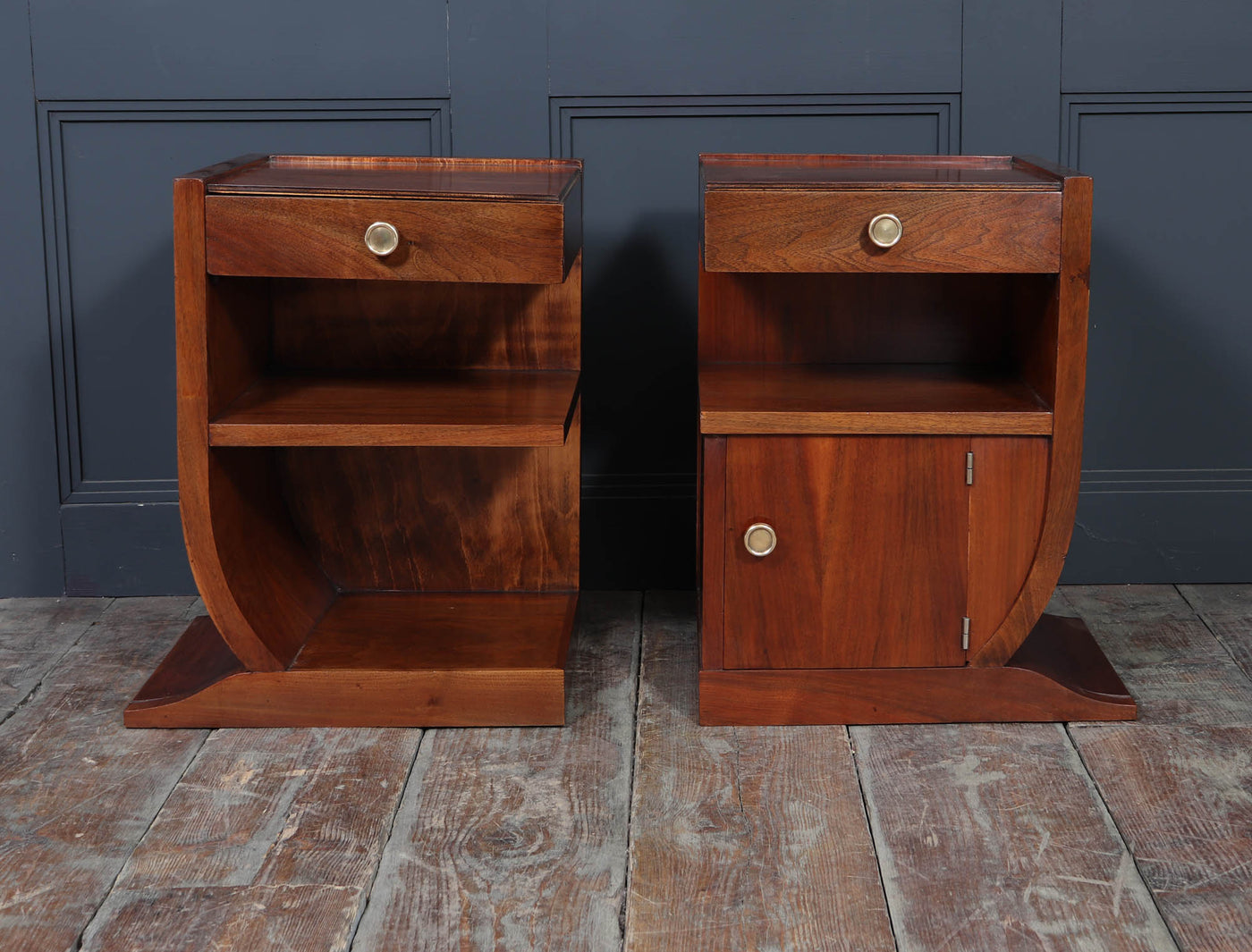 Pair of Art Deco Walnut Bedside Cabinets