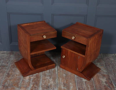 Pair of Art Deco Walnut Bedside Cabinets