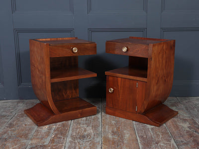 Pair of Art Deco Walnut Bedside Cabinets