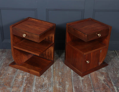 Pair of Art Deco Walnut Bedside Cabinets