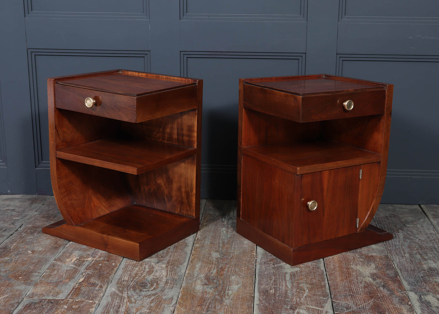 Pair of Art Deco Walnut Bedside Cabinets
