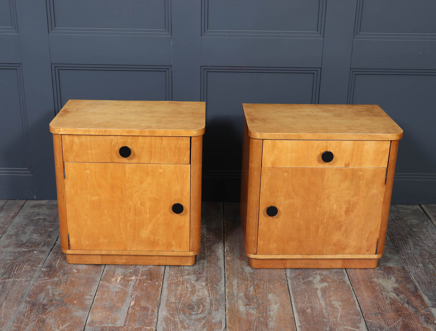 Pair of Art Deco Maple Bedside Cabinets