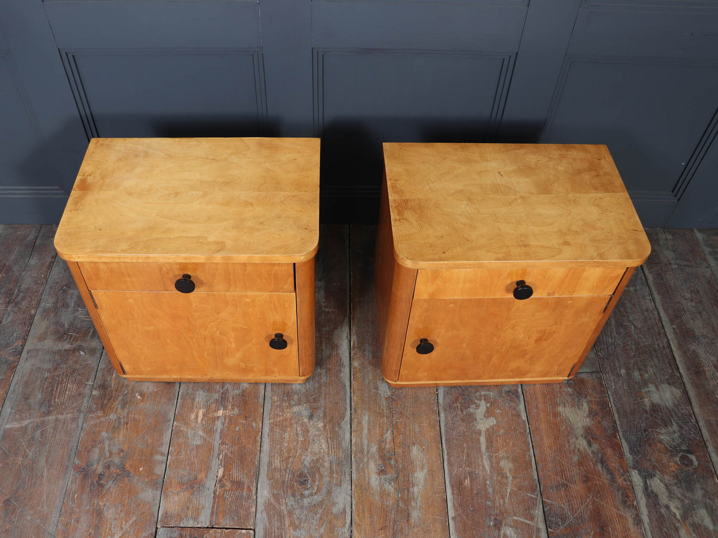 Pair of Art Deco Maple Bedside Cabinets