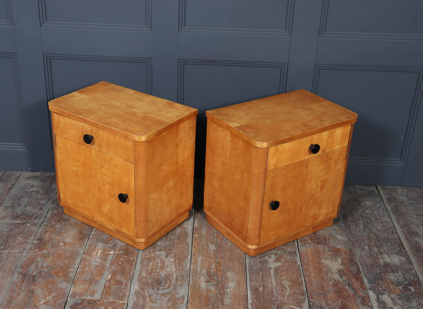 Pair of Art Deco Maple Bedside Cabinets