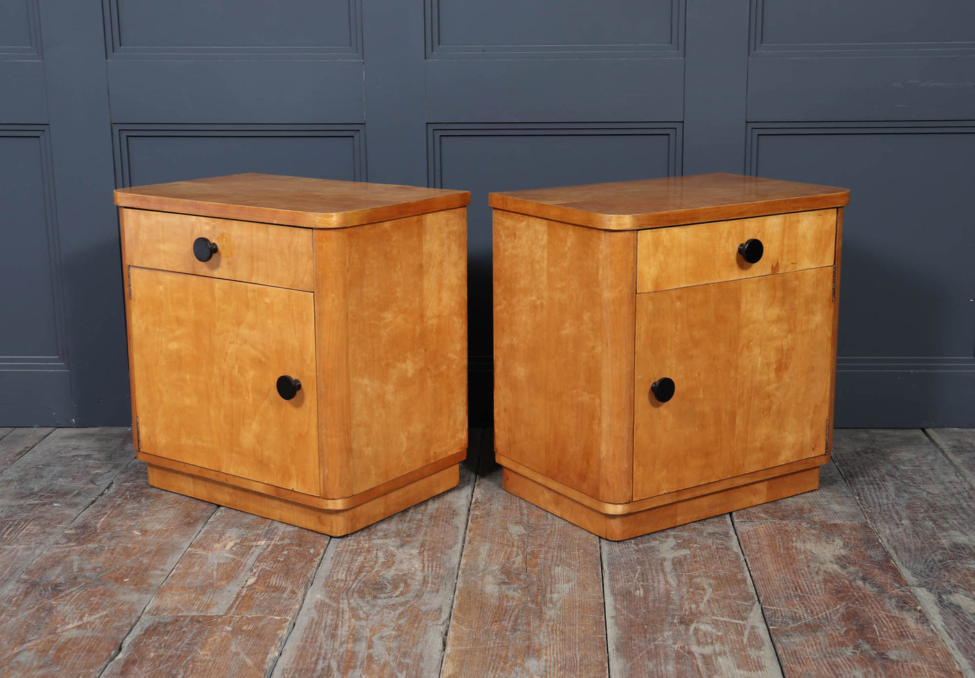 Pair of Art Deco Maple Bedside Cabinets