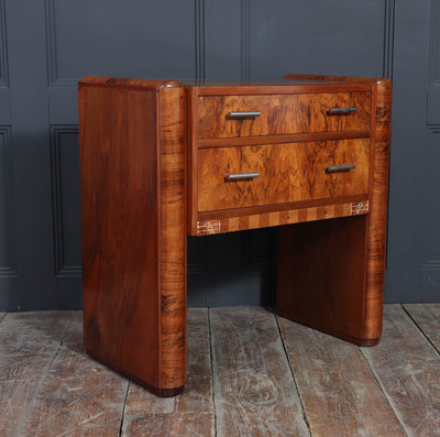 French Art Deco Walnut Side Cabinet with Inlay, c. 1930s