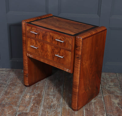 French Art Deco Walnut Side Cabinet with Inlay, c. 1930s