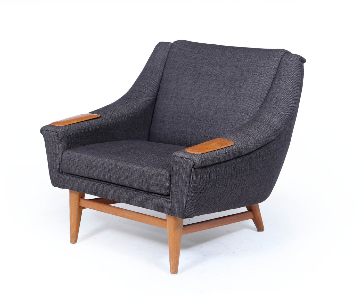 Mid-Century Modern Danish Armchair with oak Arm Rests, c. 1960s