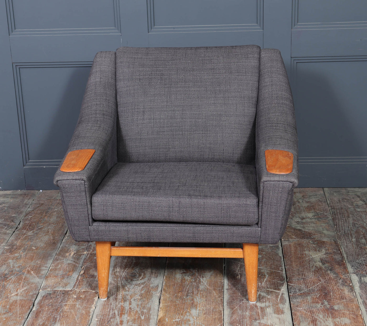 Mid-Century Modern Danish Armchair with oak Arm Rests, c. 1960s